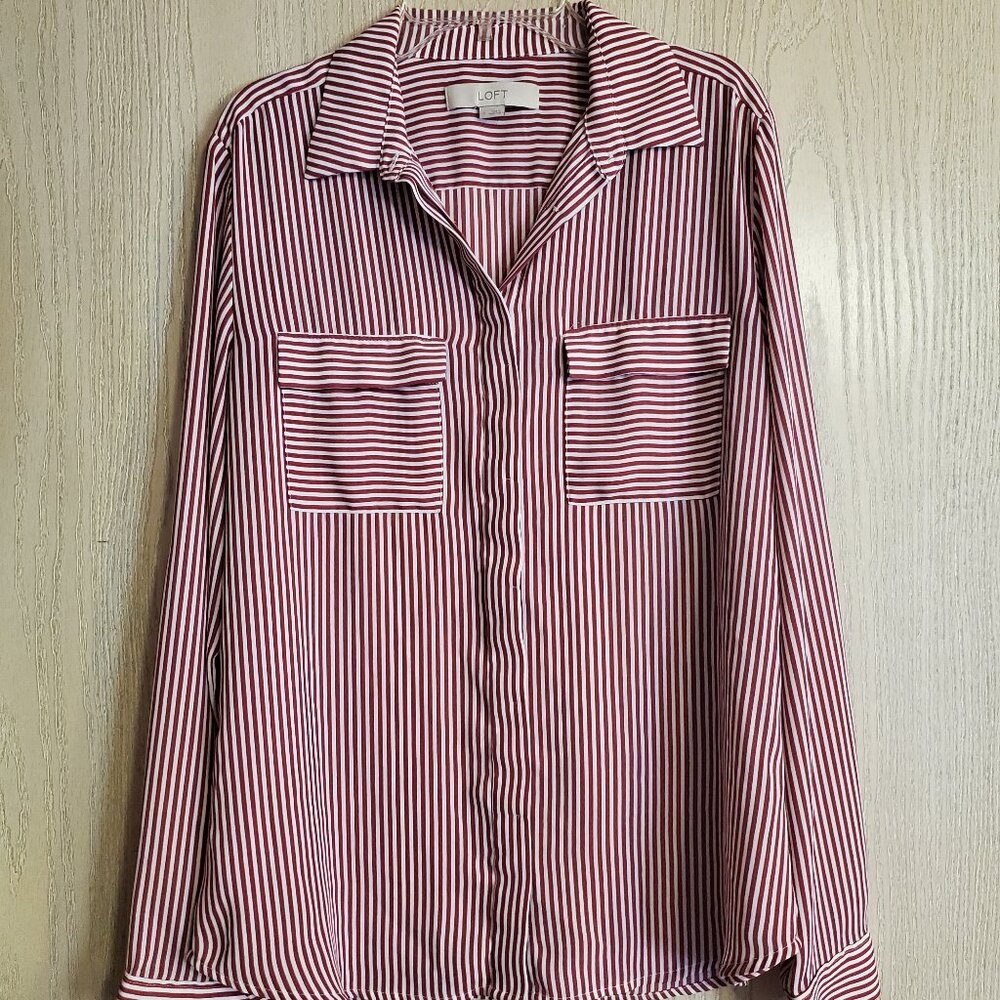Striped Lightweight Button Down Blouse